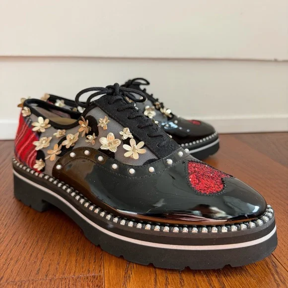 Betsey Johnson Skyyla Lace-Up Embellished Oxford Loafers 6.5 - Picture 7 of 9